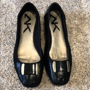 Anne Klein flats with gold buckle
